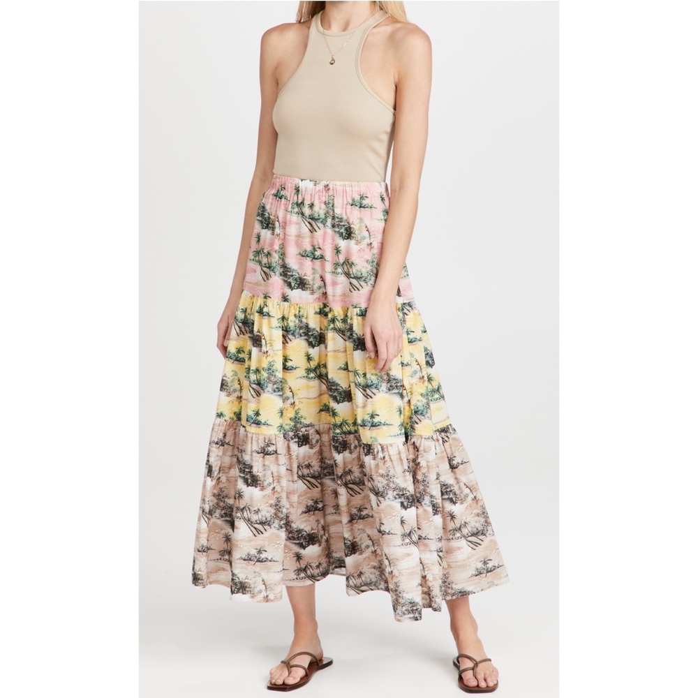 Cara Cara Tropical Colorblock Tiered Melanie Skirt